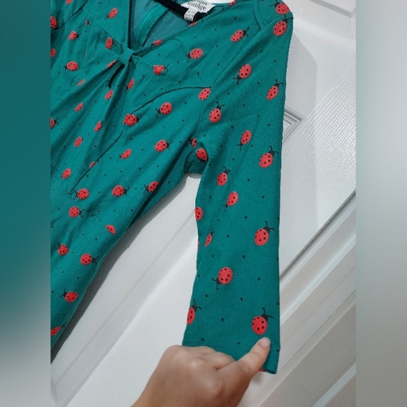 Unique Vintage Teal Ladybug Swing Dress in Size XL/14 - Picture 8 of 12